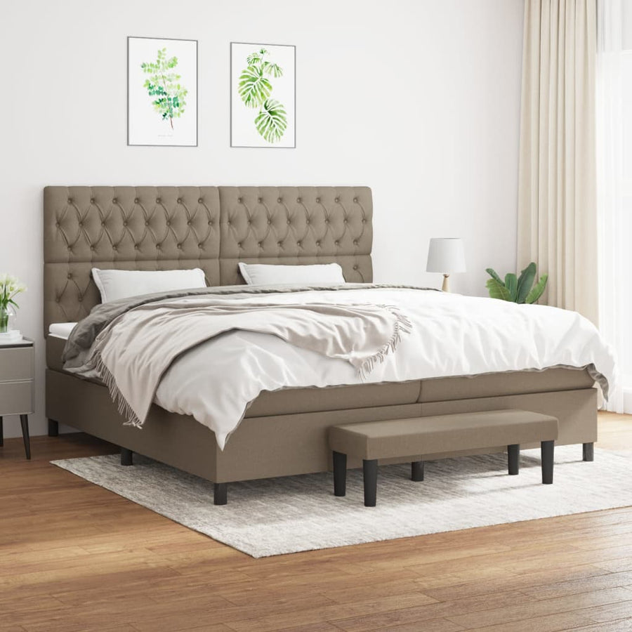 Boxspring Met Matras Stof Taupe 200 x 200 cm Getuft ontwerp