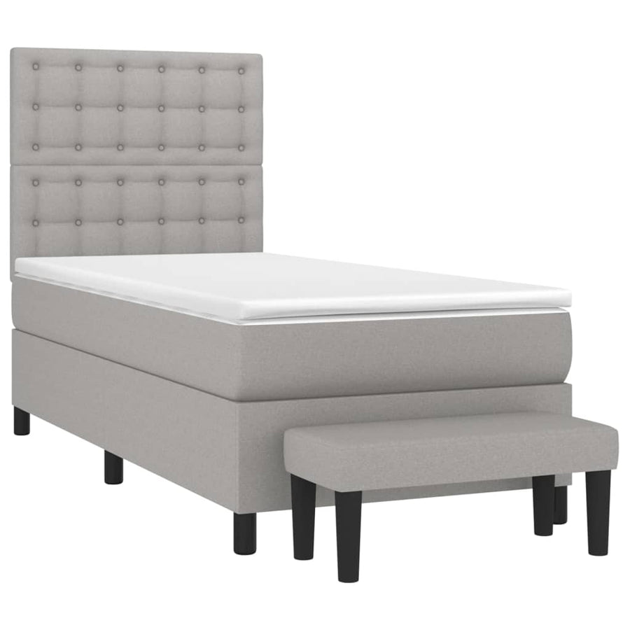 Boxspring Met Matras Stof Lichtgrijs 80 x 200 cm Knopen