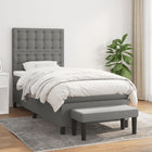 Box spring with dark grey fabric mattress 80x200 cm