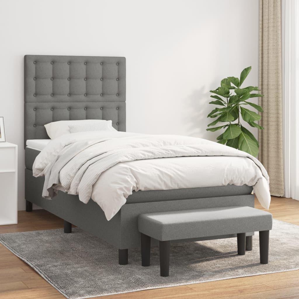 Boxspring met matras stof donkergrijs 80x200 cm