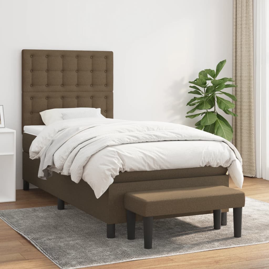 Boxspring met matras stof donkerbruin 80x200 cm