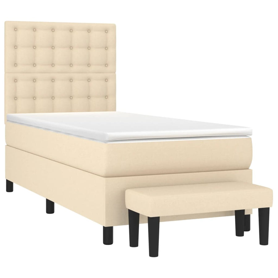 Boxspring Met Matras Stof Kleurig Crème 80 x 200 cm Knopen