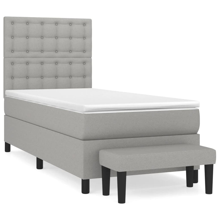 Boxspring Met Matras Stof Lichtgrijs 90 x 190 cm Knopen