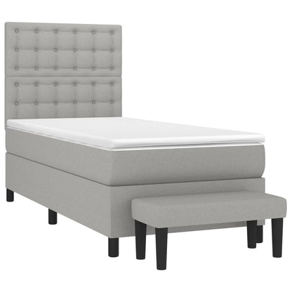 Boxspring Met Matras Stof Lichtgrijs 90 x 190 cm Knopen
