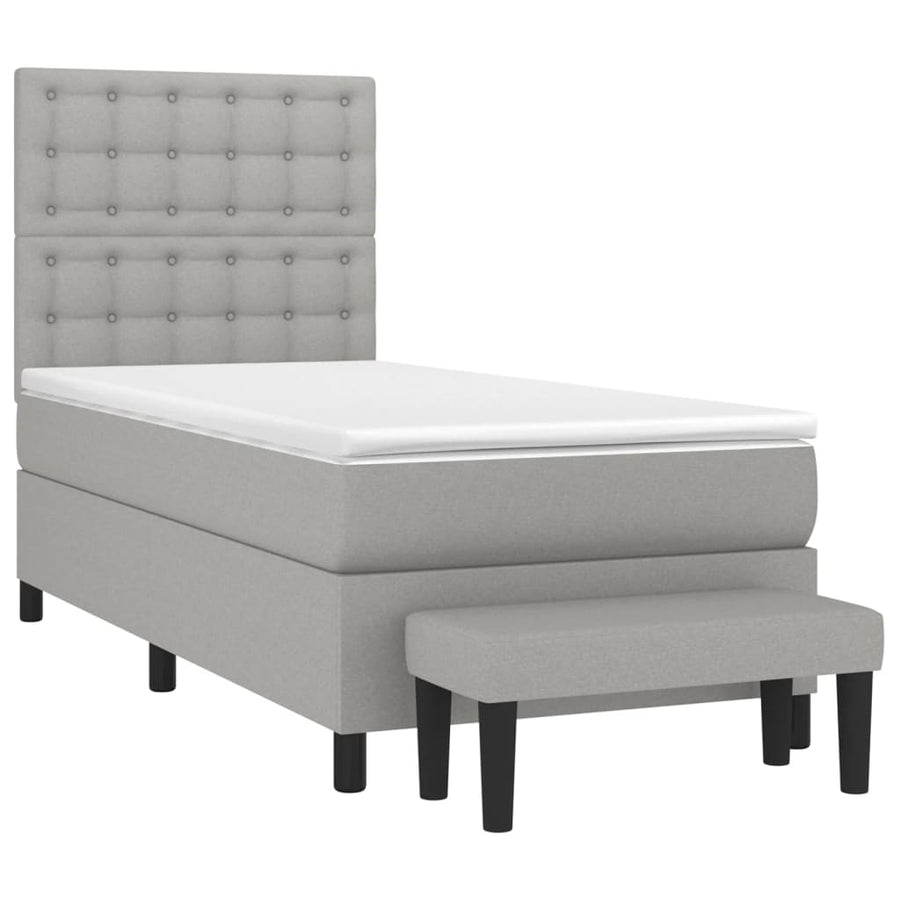 Boxspring Met Matras Stof Lichtgrijs 90 x 190 cm Knopen