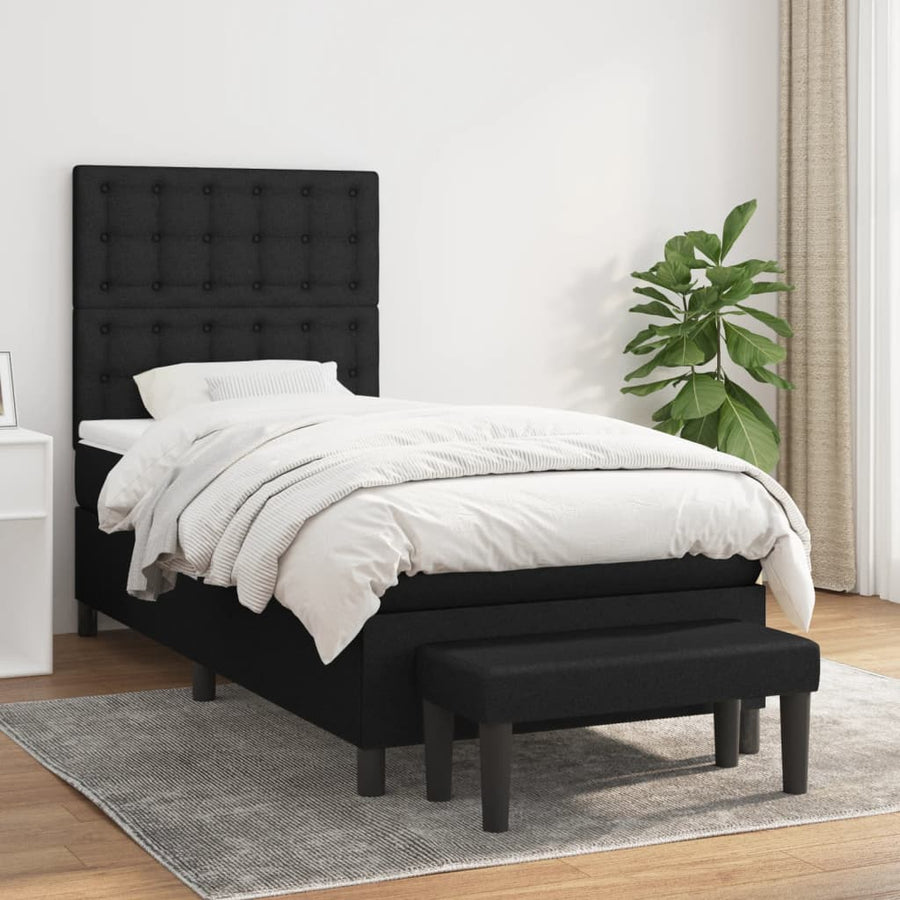 Boxspring met matras stof zwart 90x200 cm