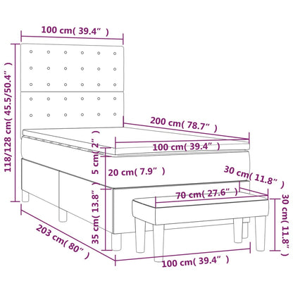 Boxspring Met Matras Stof Lichtgrijs 100 x 200 cm Knopen