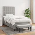 Boxspring met matras stof lichtgrijs 100x200 cm