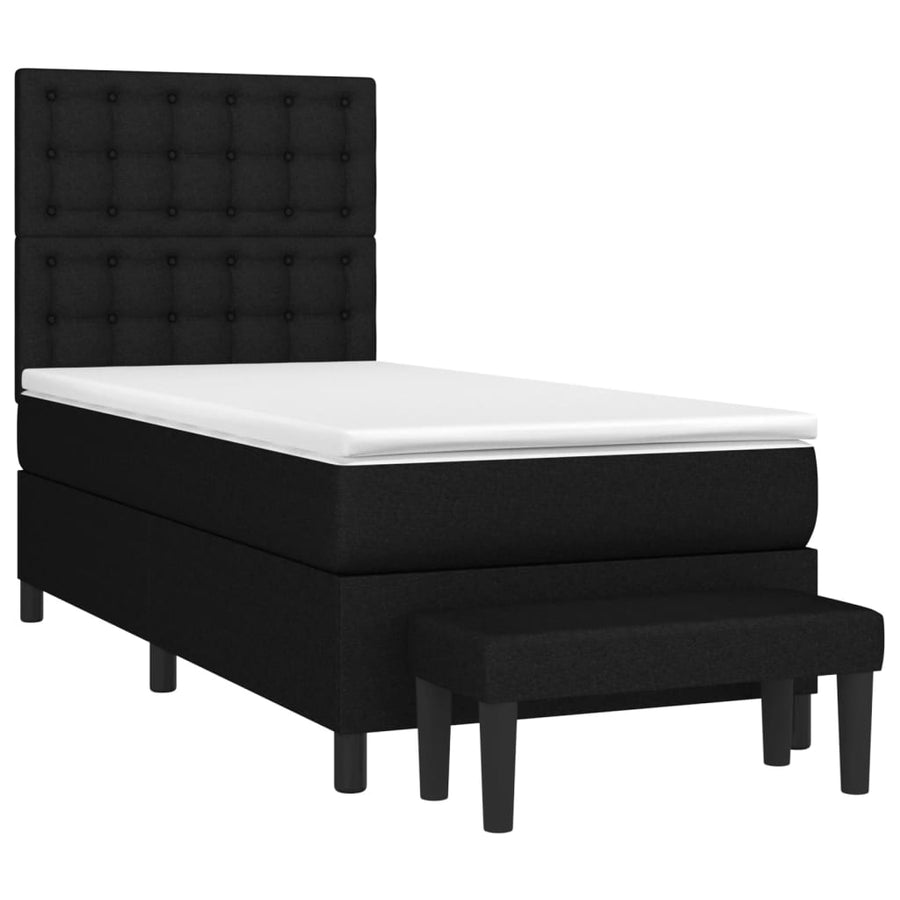 Boxspring Met Matras Stof Zwart 100 x 200 cm Knopen