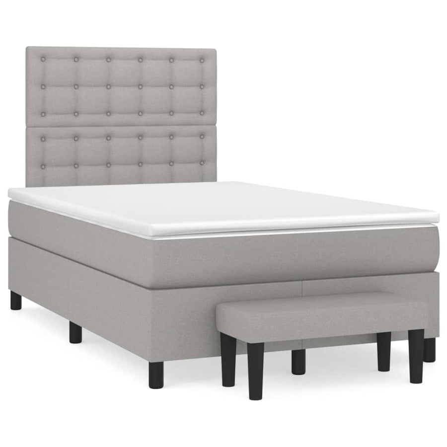 Boxspring Met Matras Stof Lichtgrijs 120 x 200 cm Knopen