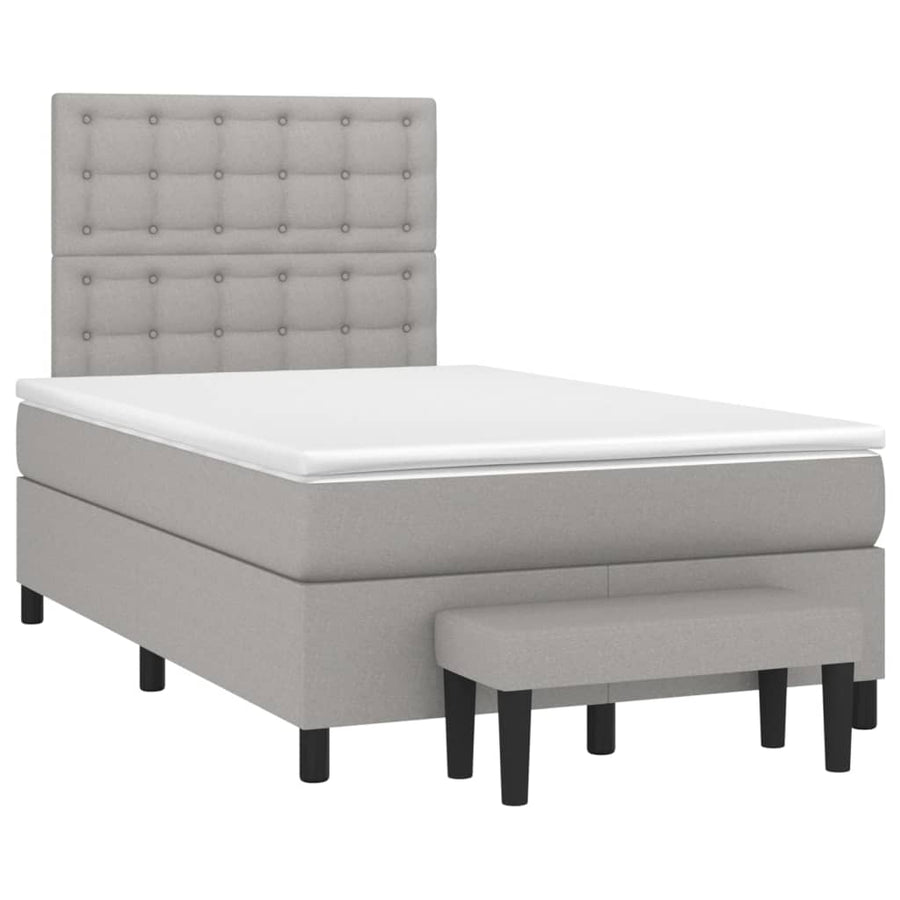Boxspring Met Matras Stof Lichtgrijs 120 x 200 cm Knopen