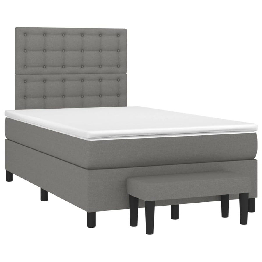Boxspring Met Matras Stof Donkergrijs 120 x 200 cm Knopen