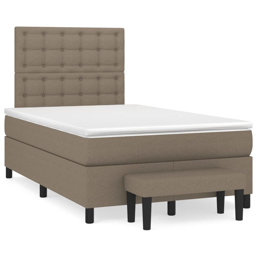 Boxspring Met Matras Stof Taupe 120X200 Cm Taupe 120 x 200 cm Knopen