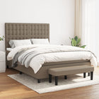 Boxspring Met Matras Stof Taupe 140 x 190 cm Knopen