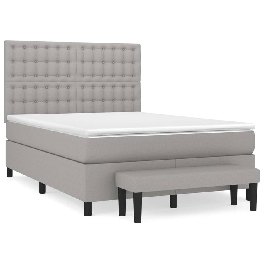 Boxspring Met Matras Stof Lichtgrijs 140 x 200 cm Knopen