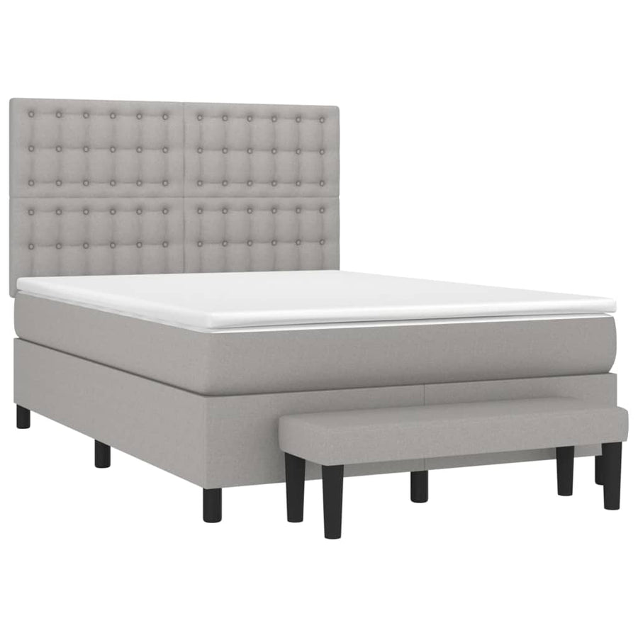 Boxspring Met Matras Stof Lichtgrijs 140 x 200 cm Knopen