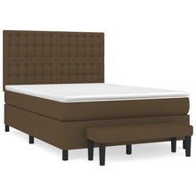Boxspring met matras stof donkerbruin 140x200 cm 140 x 200 cm Knopen