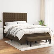 Box spring bed with dark brown fabric mattress 140x200 cm