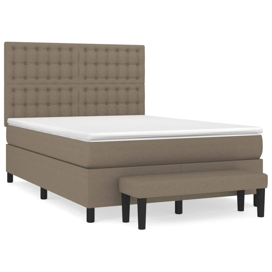 Boxspring Met Matras Stof Taupe 140 x 200 cm Knopen