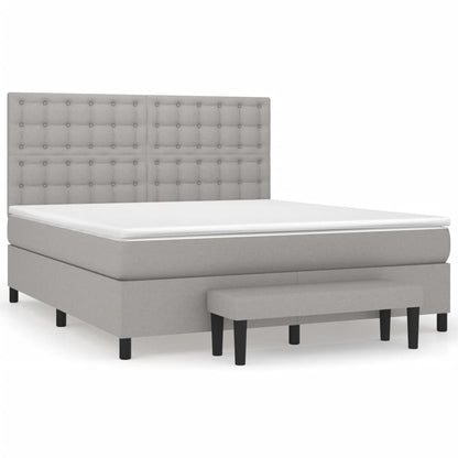 Boxspring Met Matras Stof Lichtgrijs 160 x 200 cm Knopen