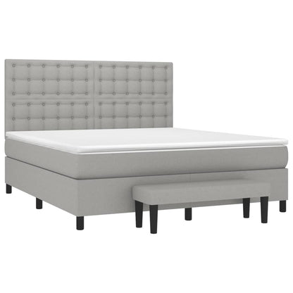Boxspring Met Matras Stof Lichtgrijs 160 x 200 cm Knopen