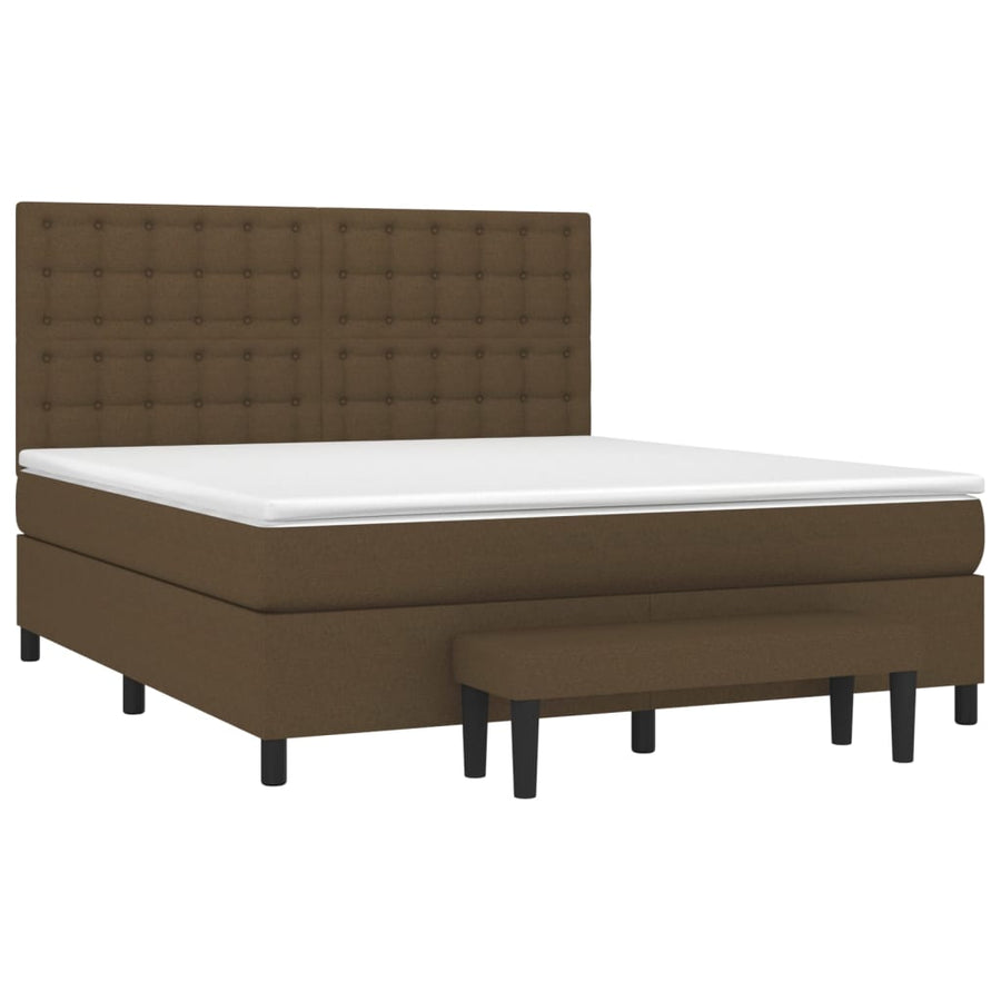Boxspring Met Matras Stof Donkerbruin 160 x 200 cm Knopen