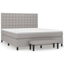Boxspring Met Matras Stof Lichtgrijs 180X200 Cm Lichtgrijs 180 x 200 cm Knopen