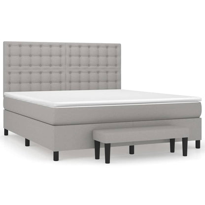 Boxspring Met Matras Stof Lichtgrijs 180X200 Cm Lichtgrijs 180 x 200 cm Knopen