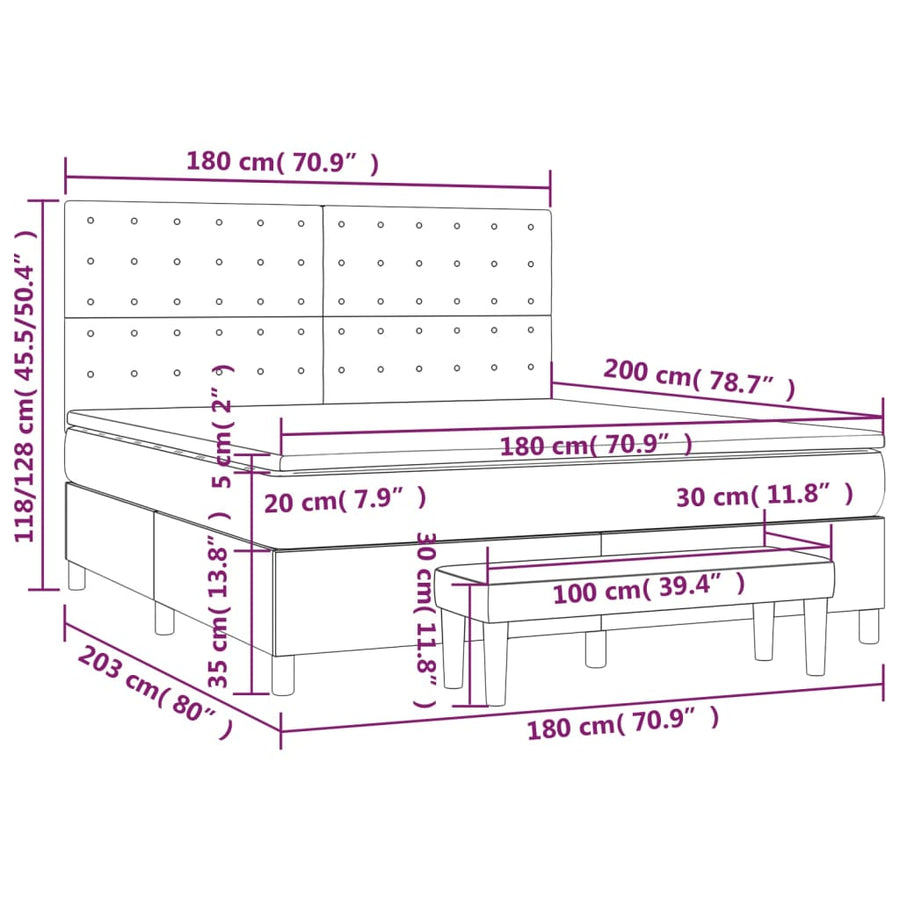 Boxspring Met Matras Stof Lichtgrijs 180X200 Cm Lichtgrijs 180 x 200 cm Knopen