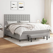 Box spring with mattress fabric light gray 180x200 cm