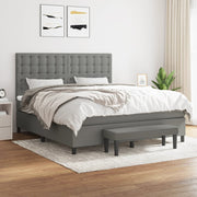 Box spring with dark grey fabric mattress 180x200 cm