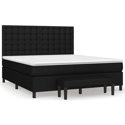 Boxspring Met Matras Stof Zwart 180 x 200 cm Knopen