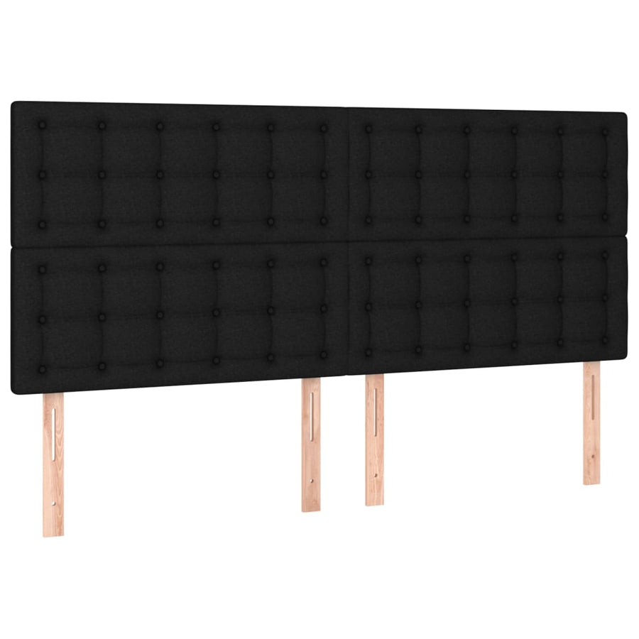 Boxspring Met Matras Stof Zwart 180 x 200 cm Knopen
