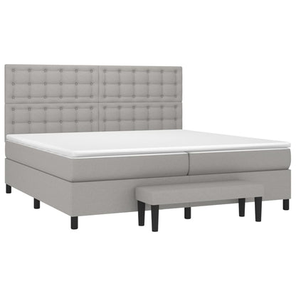 Boxspring Met Matras Stof Lichtgrijs 200 x 200 cm Knopen