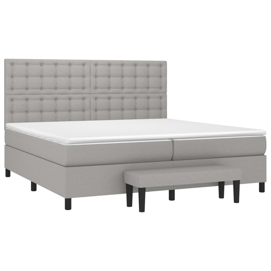 Boxspring Met Matras Stof Lichtgrijs 200 x 200 cm Knopen