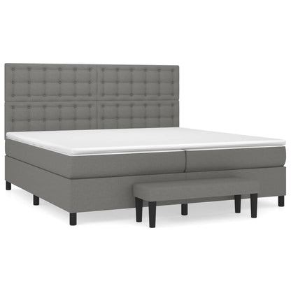 Boxspring Met Matras Stof Donkergrijs 200 x 200 cm Knopen