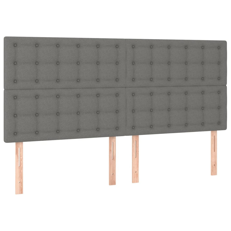 Boxspring Met Matras Stof Donkergrijs 200 x 200 cm Knopen