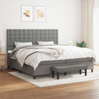 Box spring with dark gray fabric mattress 200x200 cm