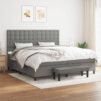 Boxspring Met Matras Stof Donkergrijs 200 x 200 cm Knopen