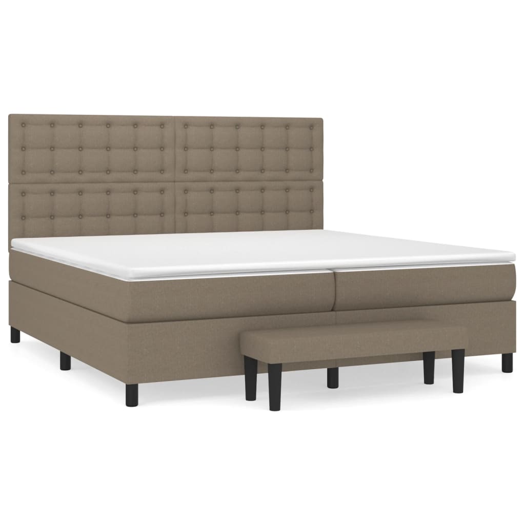 Boxspring Met Matras Stof Taupe 200X200 Cm Taupe 200 x 200 cm Knopen
