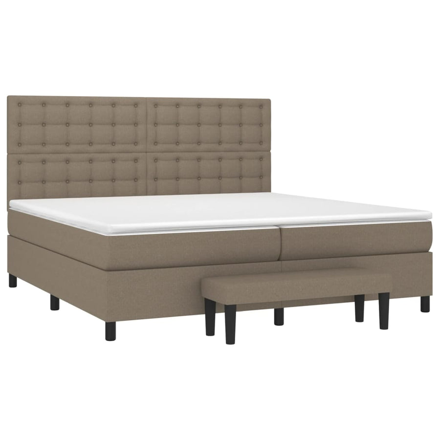 Boxspring Met Matras Stof Taupe 200X200 Cm Taupe 200 x 200 cm Knopen