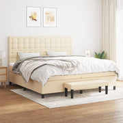 Boxspring met matras 200x200 cm crèmekleurig