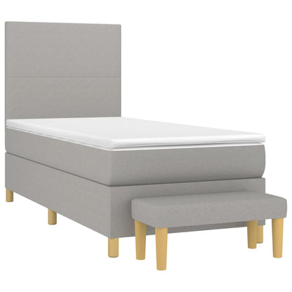 Boxspring Met Matras Stof Lichtgrijs 80 x 200 cm Effen ontwerp