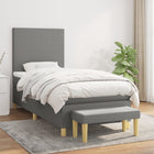 Boxspring Met Matras Stof Donkergrijs 80 x 200 cm Effen ontwerp