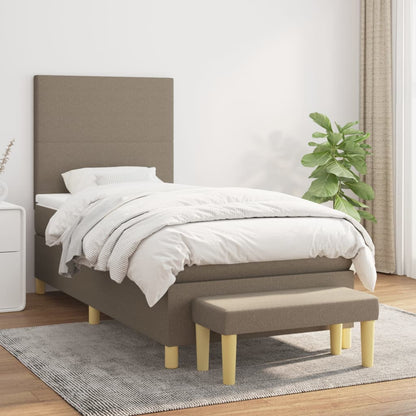 Boxspring Met Matras Stof Taupe 80X200 Cm Taupe 80 x 200 cm Effen ontwerp