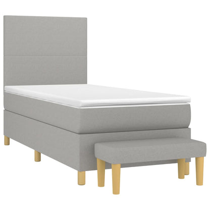 Boxspring Met Matras Stof Lichtgrijs 90 x 190 cm Effen ontwerp