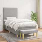 Boxspring Met Matras Stof Lichtgrijs 90 x 190 cm Effen ontwerp