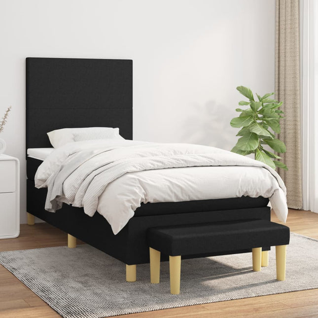 Boxspring Met Matras Stof Zwart 90 x 190 cm Effen ontwerp