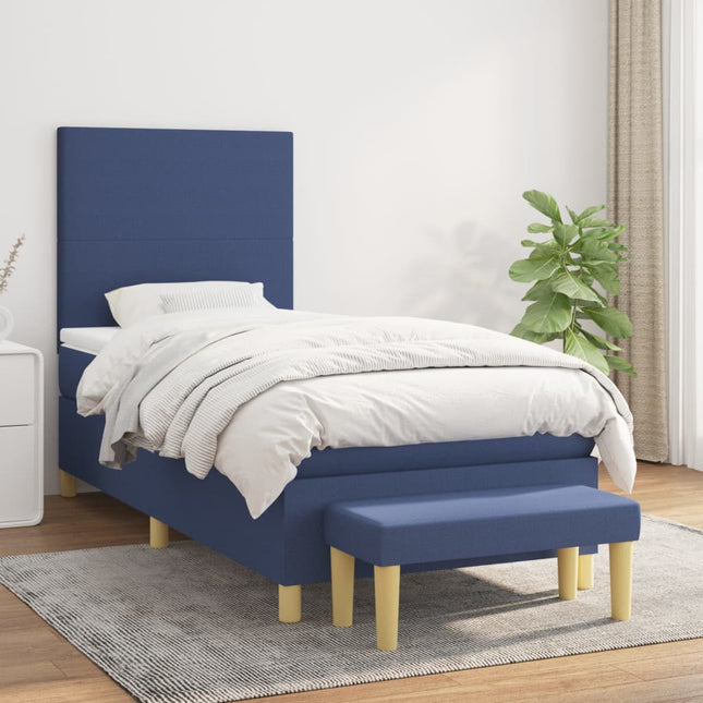 Boxspring Met Matras Stof Blauw 90 x 190 cm Effen ontwerp