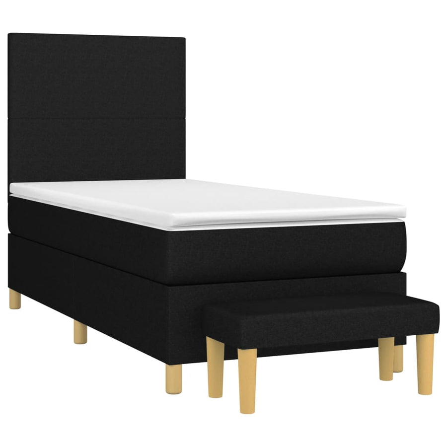 Boxspring Met Matras Stof Zwart 90 x 200 cm Effen ontwerp